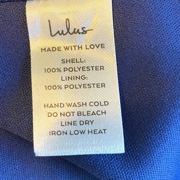 Lulu's Midi Cocktail Party Dress MEDIUM Blue V-neck Tiered Wedding Holiday NEW - Picture 9 of 11